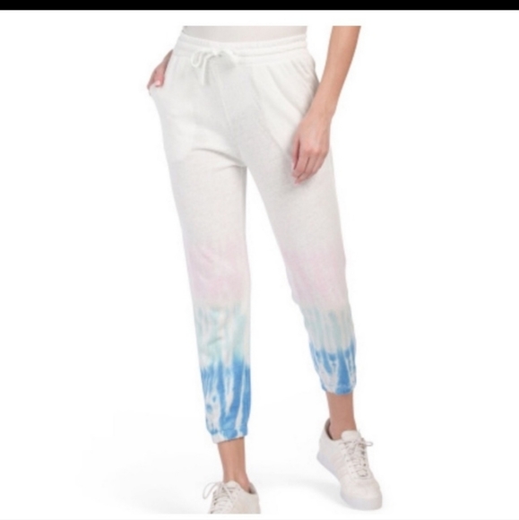 NWT Splendid Sunrise Cropped Lounge Pants Tie  Dip Dye Dipped Jogging Jo… - Picture 1 of 12